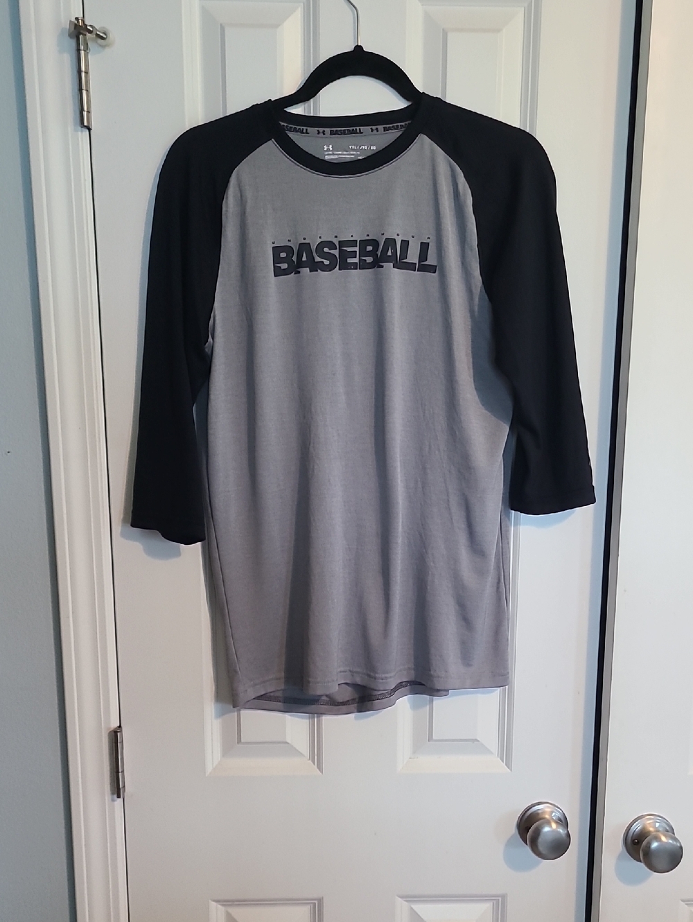 Under Armour Grey & Black Raglan Baseball Long Sleeve Tee